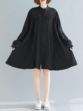 Loose Solid Color Cropped Medium-Length Shirt Dress
